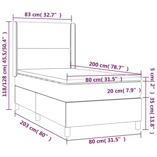vidaXL kontinentalseng med madras 80x200 cm fløjl mørkeblå