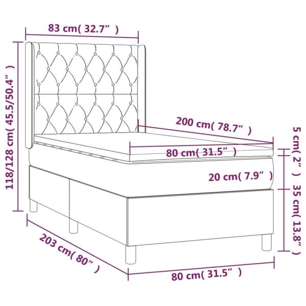 vidaXL kontinentalseng med madras 80x200 cm fløjl lyserød