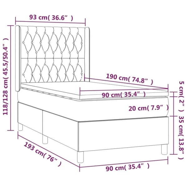 vidaXL kontinentalseng med madras 90x190 cm fløjl pink