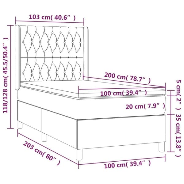 vidaXL kontinentalseng med madras 100x200 cm fløjl sort
