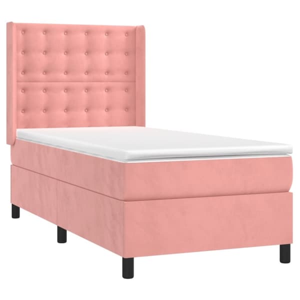vidaXL kontinentalseng med madras 90x190 cm fløjl pink