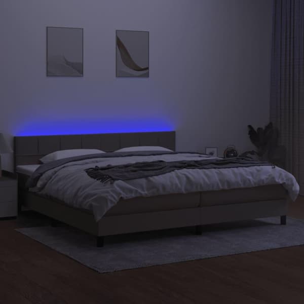 vidaXL kontinentalseng med LED-lys 200x200 cm stof gråbrun