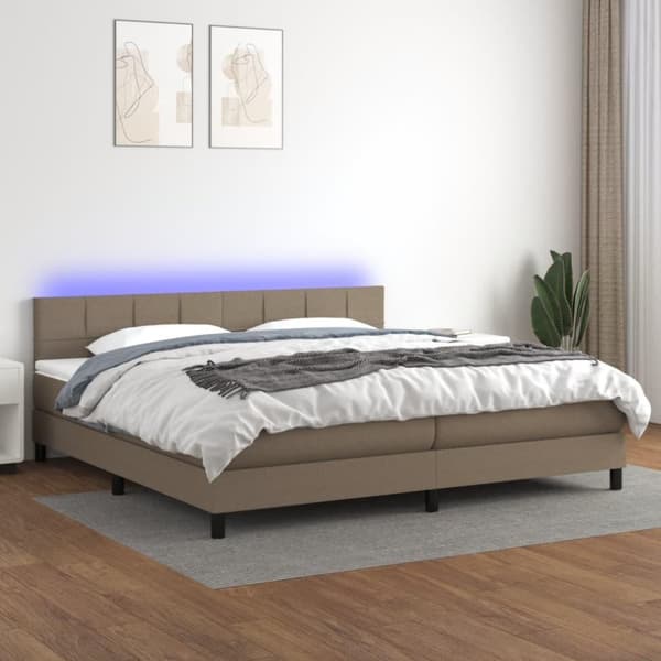 vidaXL kontinentalseng med LED-lys 200x200 cm stof gråbrun