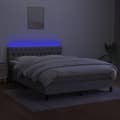 Miniatyrbillede 4 af 8: vidaXL kontinentalseng med LED-lys 140x200 cm stof lysegrå