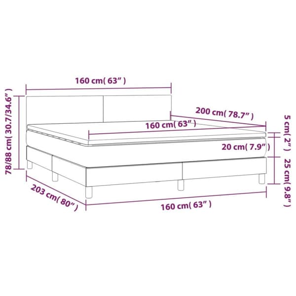 vidaXL kontinentalseng med LED-lys 160x200 cm stof cremefarvet