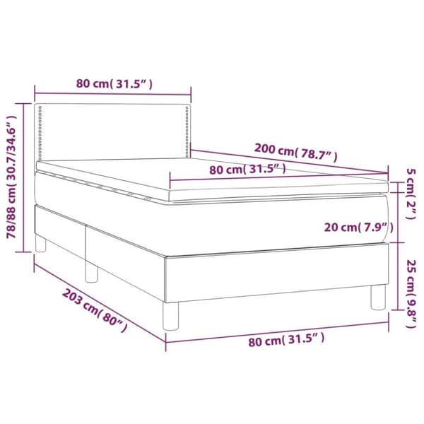 vidaXL kontinentalseng med LED-lys 80x200 cm stof cremefarvet