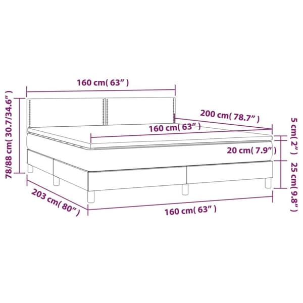 vidaXL kontinentalseng med LED-lys 160x200 cm stof cremefarvet