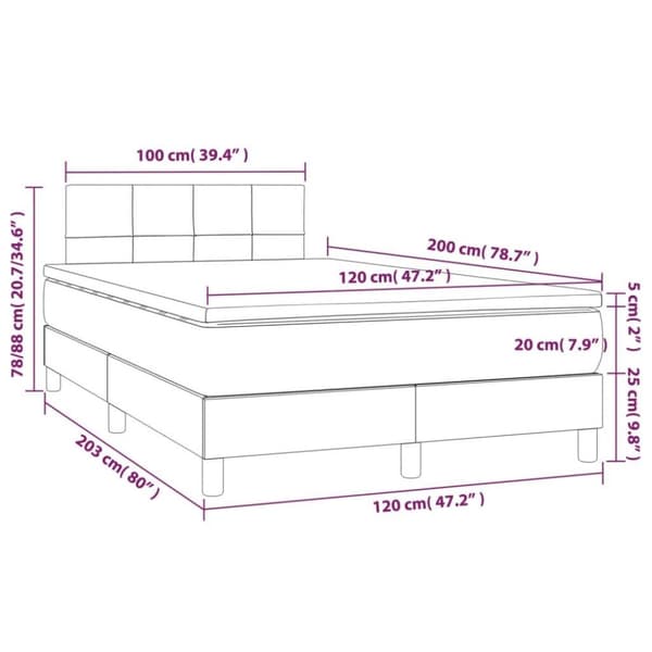 vidaXL kontinentalseng med LED-lys 120x200 cm stof cremefarvet