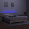 Miniatyrbillede 4 af 8: vidaXL kontinentalseng med LED-lys 160x200 cm stof cremefarvet
