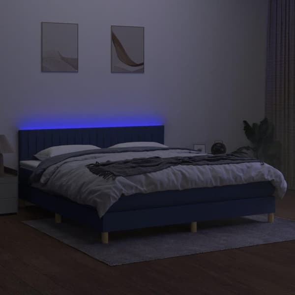 vidaXL kontinentalseng med LED-lys 160x200 cm stof cremefarvet