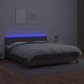Miniatyrbillede 4 af 8: vidaXL kontinentalseng med LED-lys 180x200 cm kunstlæder grå