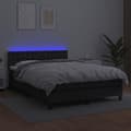 Miniatyrbillede 4 af 8: vidaXL kontinentalseng med LED-lys 140x200 cm kunstlæder sort