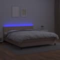 Miniatyrbillede 4 af 8: vidaXL kontinentalseng LED-lys 180x200 cm kunstlæder cappuccinofarvet