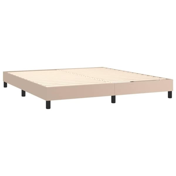 vidaXL kontinentalseng LED-lys 180x200 cm kunstlæder cappuccinofarvet