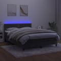 Miniatyrbillede 3 af 8: vidaXL kontinentalseng med LED-lys 140x200 cm fløjl mørkegrå