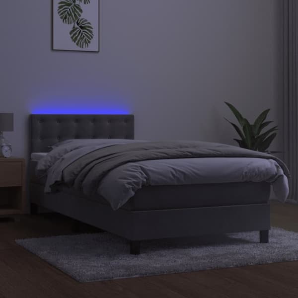 vidaXL kontinentalseng med LED-lys 100x200 cm fløjl lysegrå