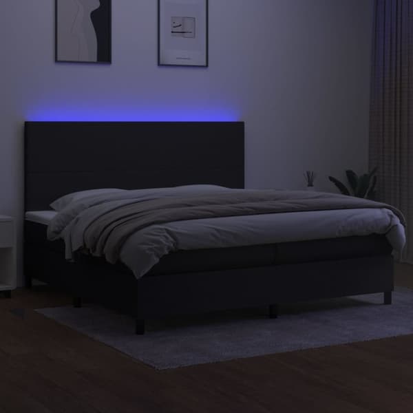 vidaXL kontinentalseng med LED-lys 200x200 cm stof sort