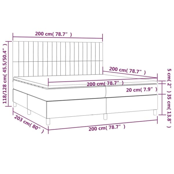 vidaXL kontinentalseng med LED-lys 200x200 cm stof sort