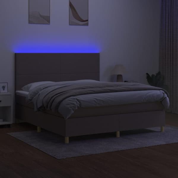 vidaXL kontinentalseng med LED-lys 180x200 cm stof gråbrun