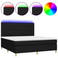 Miniatyrbillede 1 af 8: vidaXL kontinentalseng med LED-lys 160x200 cm stof sort