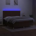 Miniatyrbillede 4 af 8: vidaXL kontinentalseng med LED-lys 160x200 cm stof mørkebrun