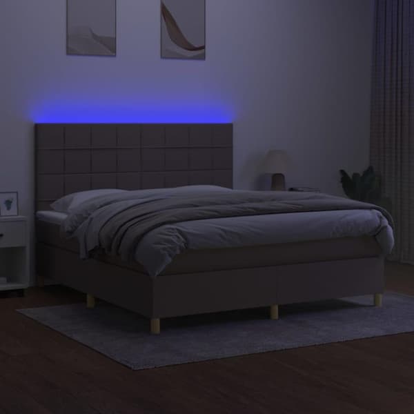 vidaXL kontinentalseng med LED-lys 160x200 cm stof gråbrun