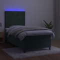 Miniatyrbillede 4 af 8: vidaXL kontinentalseng med LED-lys 80x200 cm velour mørkegrøn