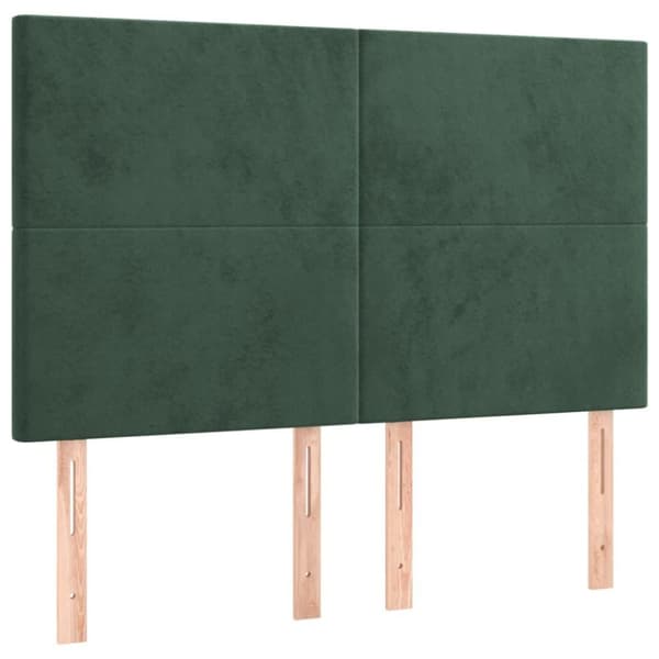 vidaXL kontinentalseng med LED-lys 140x190 cm fløjl mørkegrøn
