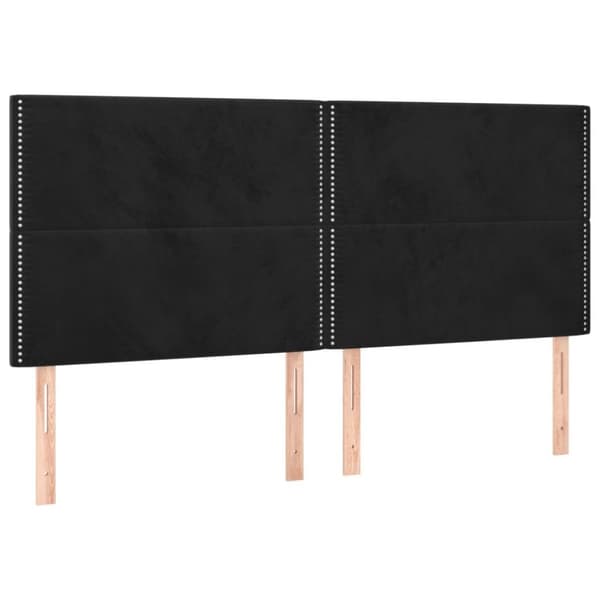 vidaXL kontinentalseng med LED-lys 200x200 cm fløjl sort