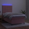 Miniatyrbillede 4 af 8: vidaXL kontinentalseng med LED-lys 80x200 cm velour pink