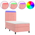 Miniatyrbillede 1 af 8: vidaXL kontinentalseng med LED-lys 80x200 cm velour pink