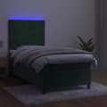 Miniatyrbillede 4 af 8: vidaXL kontinentalseng med LED-lys 80x200 cm velour mørkegrøn