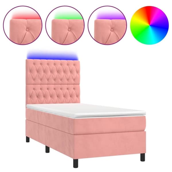 vidaXL kontinentalseng med LED-lys 80x200 cm velour pink