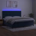 Miniatyrbillede 4 af 8: vidaXL kontinentalseng med LED-lys 200x200 cm fløjl mørkeblå