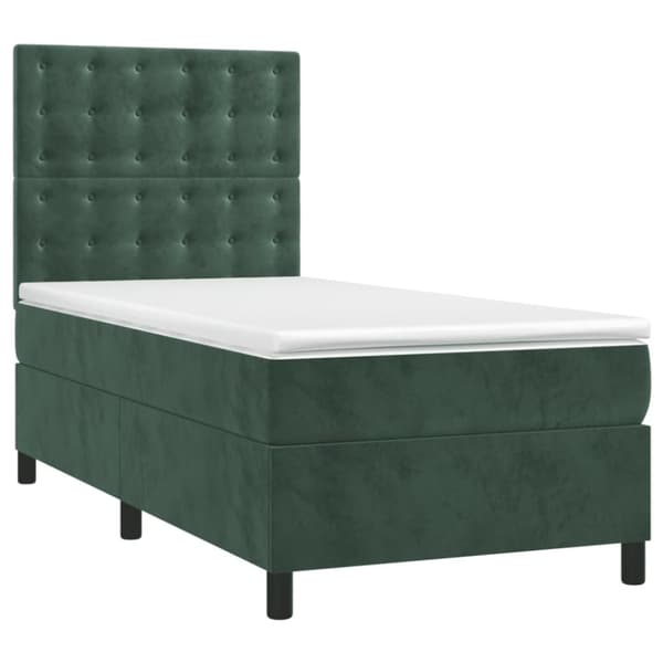 vidaXL kontinentalseng med LED-lys 80x200 cm velour mørkegrøn