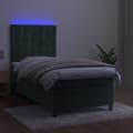 Miniatyrbillede 5 af 10: vidaXL kontinentalseng med LED-lys 80x200 cm velour mørkegrøn