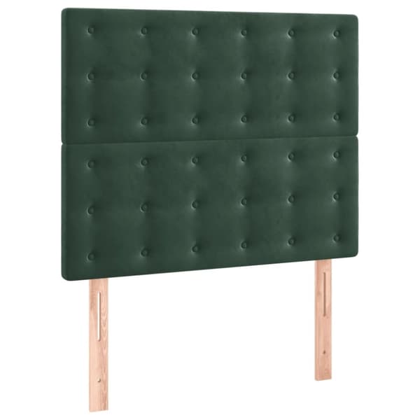 vidaXL kontinentalseng med LED-lys 80x200 cm velour mørkegrøn