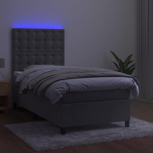 vidaXL kontinentalseng med LED-lys 80x200 cm velour lysegrå