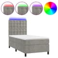 Miniatyrbillede 1 af 9: vidaXL kontinentalseng med LED-lys 80x200 cm velour lysegrå