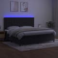 Miniatyrbillede 5 af 9: vidaXL kontinentalseng med LED-lys 200x200 cm fløjl sort