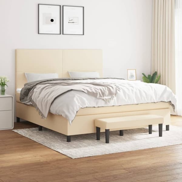 vidaXL kontinentalseng med madras 180x200 cm stof cremefarvet