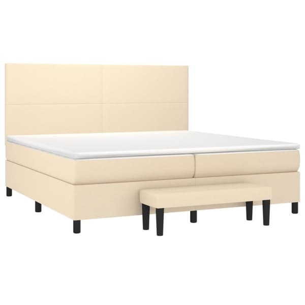vidaXL kontinentalseng med madras 200x200 cm stof cremefarvet