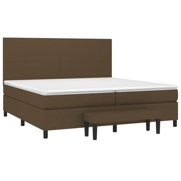 vidaXL kontinentalseng med madras 200x200 cm stof mørkebrun