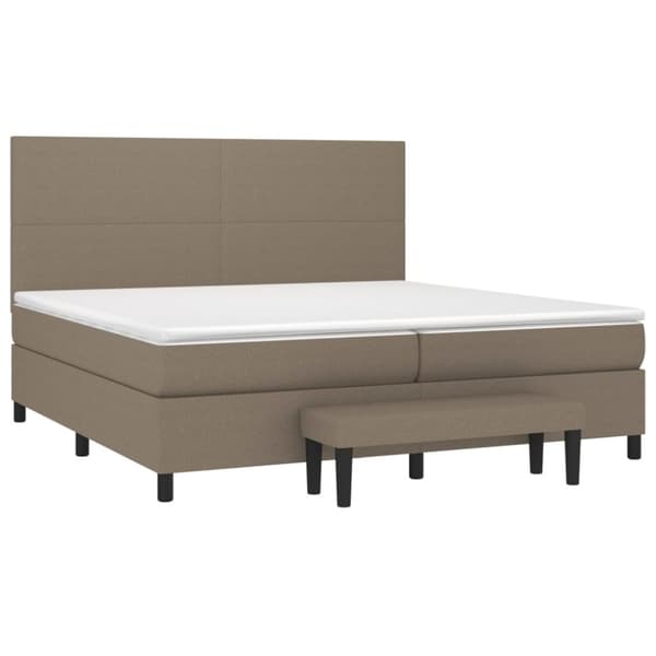 vidaXL kontinentalseng med madras 200x200 cm stof gråbrun