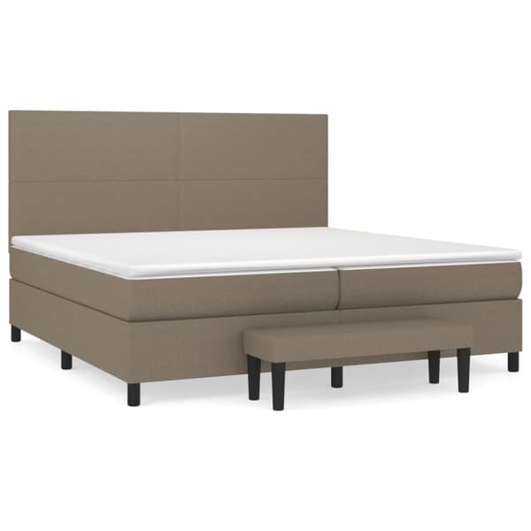 vidaXL kontinentalseng med madras 200x200 cm stof gråbrun