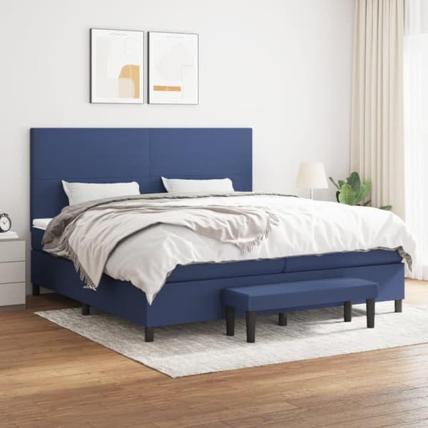 vidaXL kontinentalseng med madras 200x200 cm stof blå
