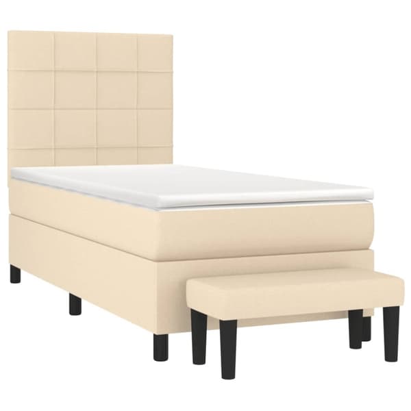 vidaXL kontinentalseng med madras 90x200 cm stof cremefarvet