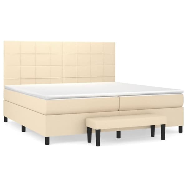 vidaXL kontinentalseng med madras 200x200 cm stof cremefarvet