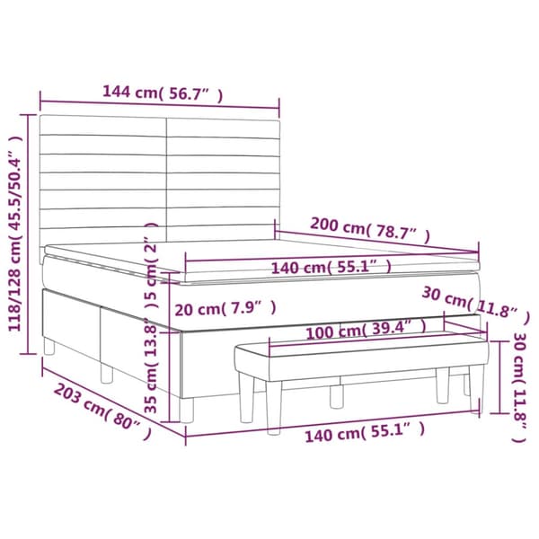 vidaXL kontinentalseng med madras 140x200 cm stof blå