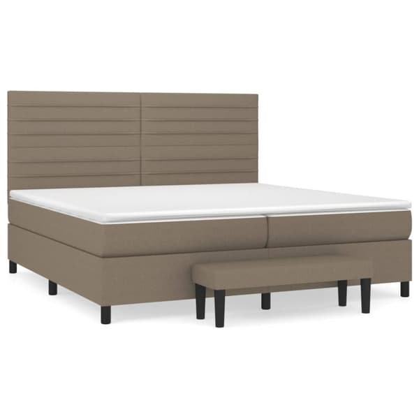 vidaXL kontinentalseng med madras 200x200 cm stof gråbrun
